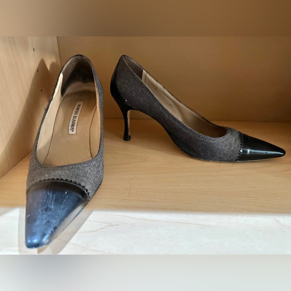 Manolo Blahnik Black and Gray Heels
